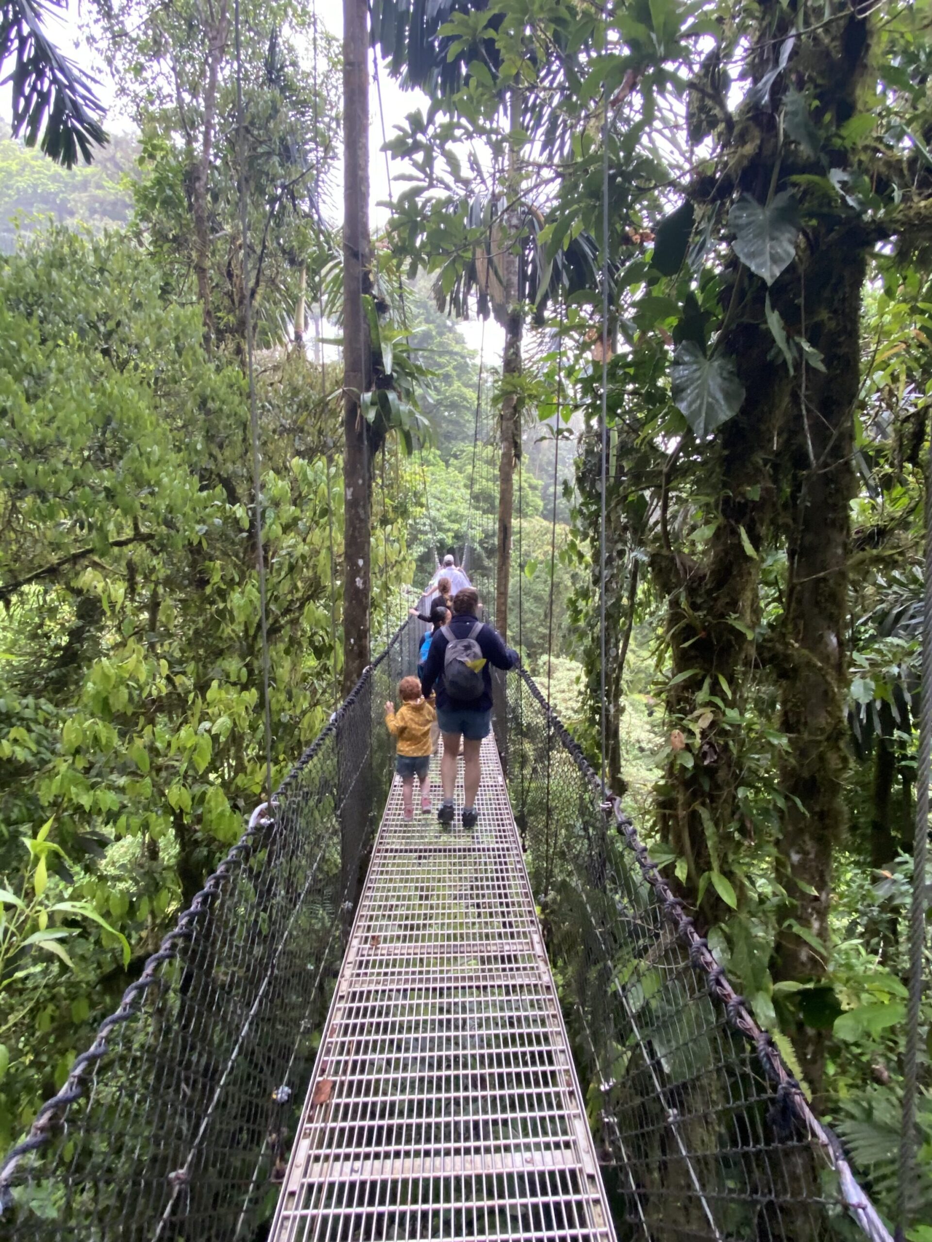 Mistico Park hanging bridges in La Fortuna - an example of independent family travel with a toddler.